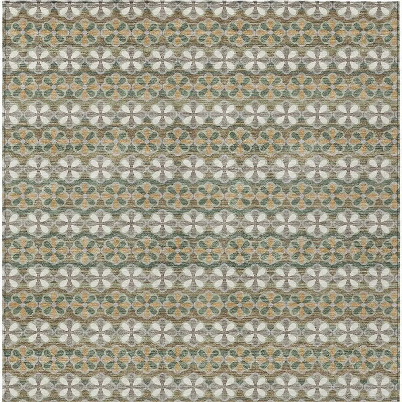 10' X 14' Green And Cream Striped Washable Indoor Outdoor Area Rug Homeroots Outdoor