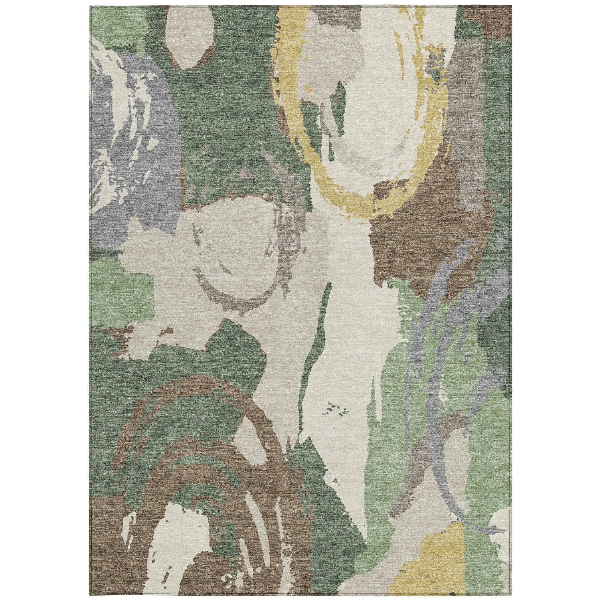 10' X 14' Green And Denim Blue Abstract Washable Indoor Outdoor Area Rug Homeroots Outdoor