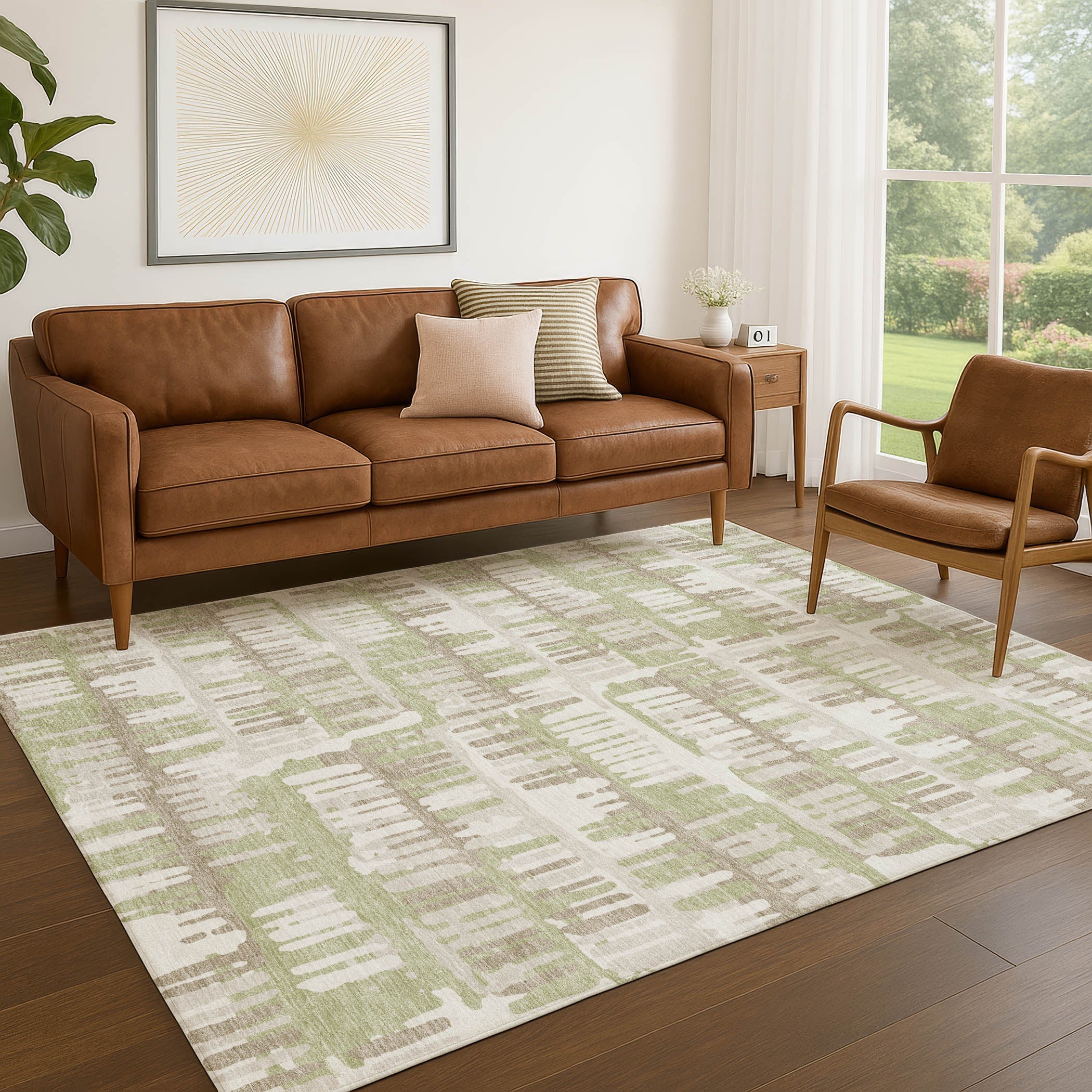 10' X 14' Green And Denim Blue Abstract Washable Indoor Outdoor Area Rug Homeroots Outdoor