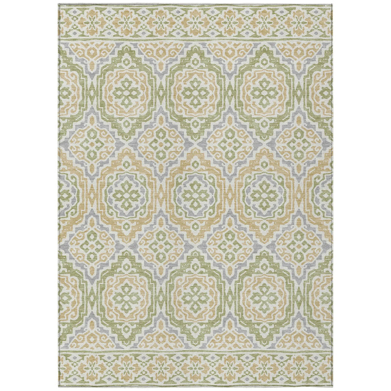 10' X 14' Green And Denim Blue Tribal Washable Indoor Outdoor Area Rug Homeroots Outdoor
