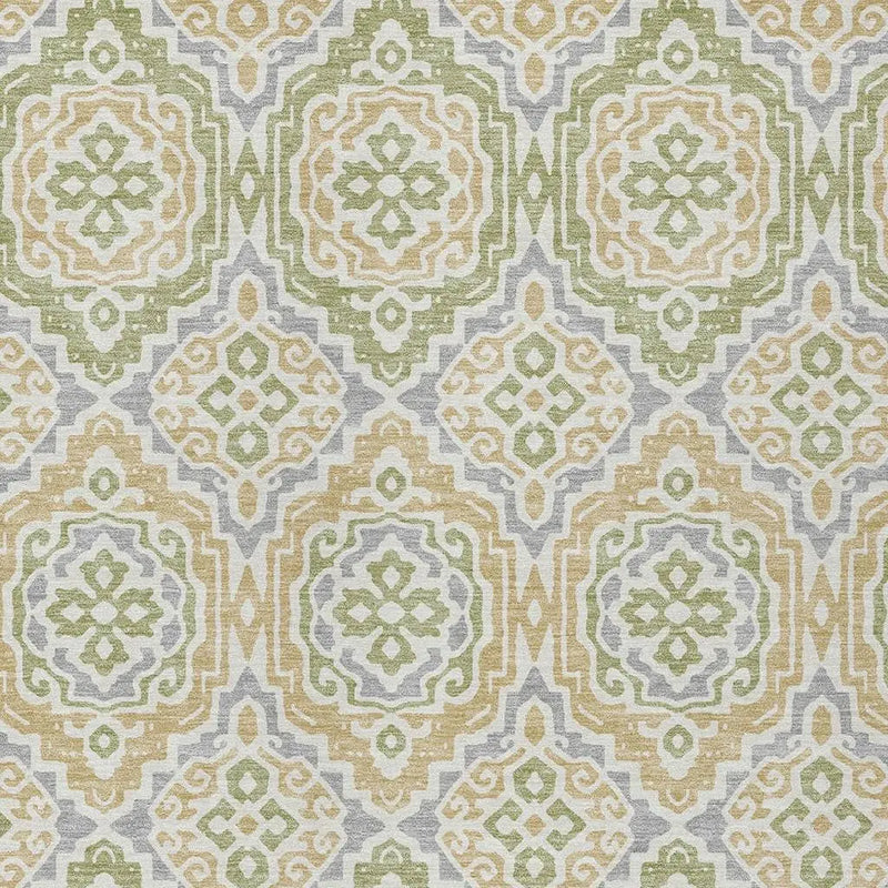 10' X 14' Green And Denim Blue Tribal Washable Indoor Outdoor Area Rug Homeroots Outdoor