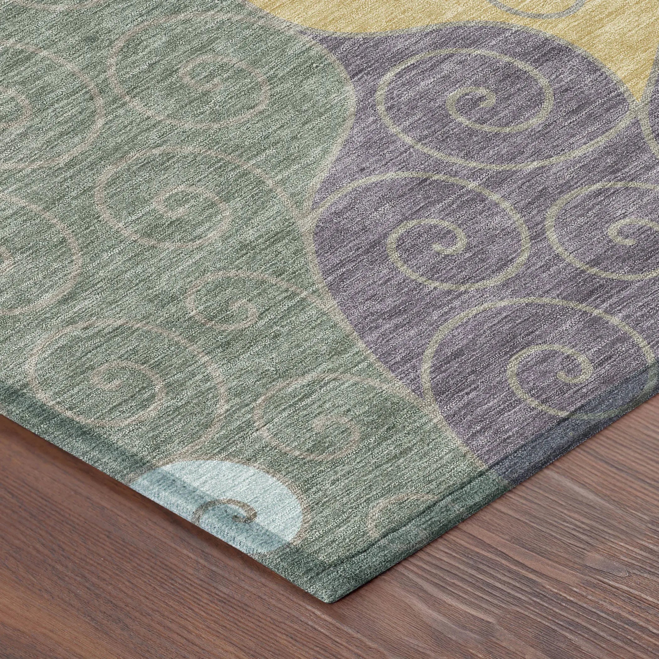 10' X 14' Green And Gold Abstract Washable Indoor Outdoor Area Rug Homeroots Outdoor