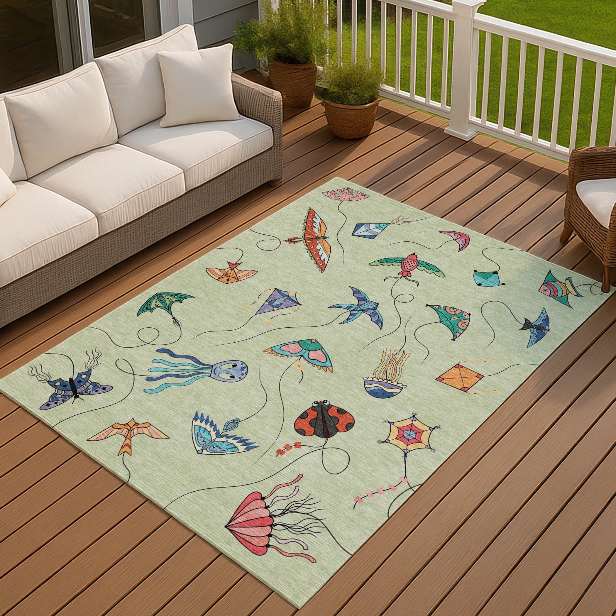 10' X 14' Green And Gold Geometric Washable Indoor Outdoor Area Rug Homeroots Outdoor
