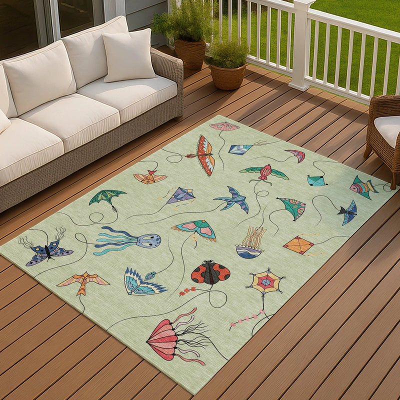 10' X 14' Green And Gold Geometric Washable Indoor Outdoor Area Rug Homeroots Outdoor
