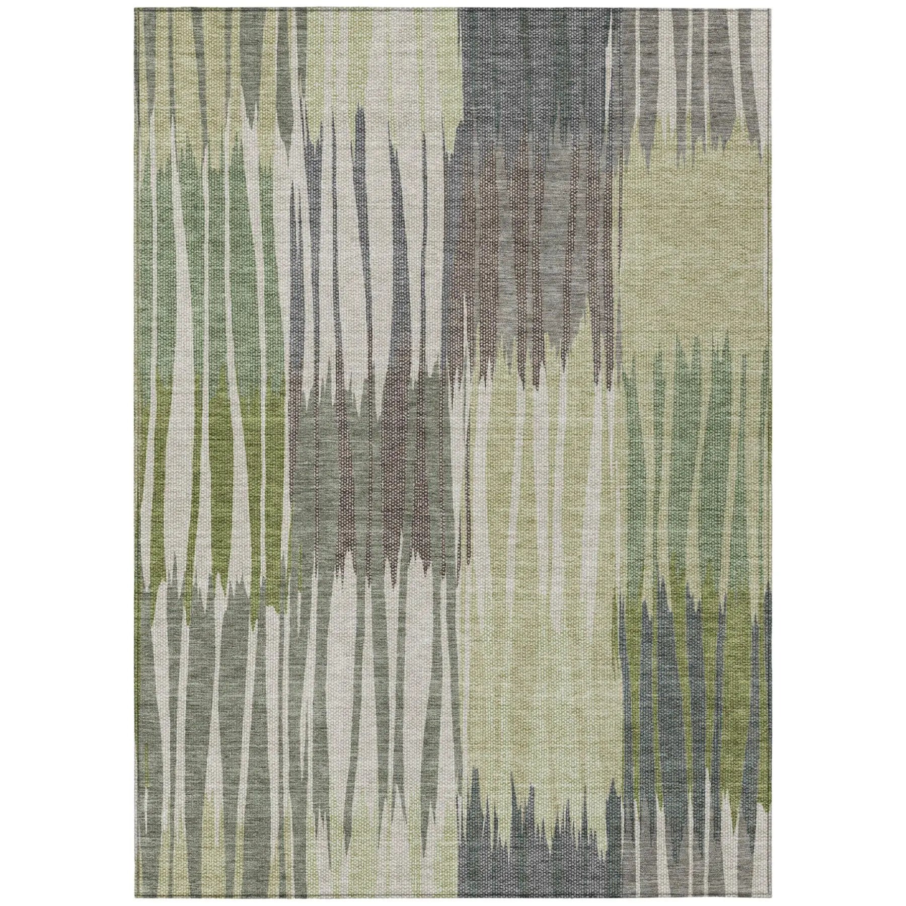 10' X 14' Green And Graphite Striped Washable Indoor Outdoor Area Rug Homeroots Outdoor