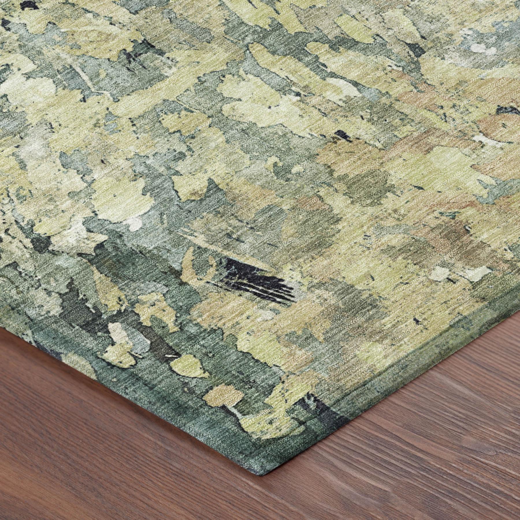 10' X 14' Green And Gray Abstract Washable Indoor Outdoor Area Rug Homeroots Outdoor