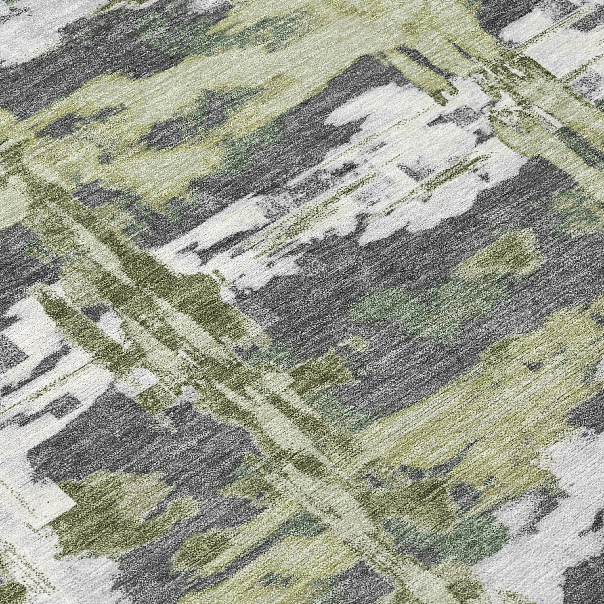 10' X 14' Green And Gray Abstract Washable Indoor Outdoor Area Rug Homeroots Outdoor