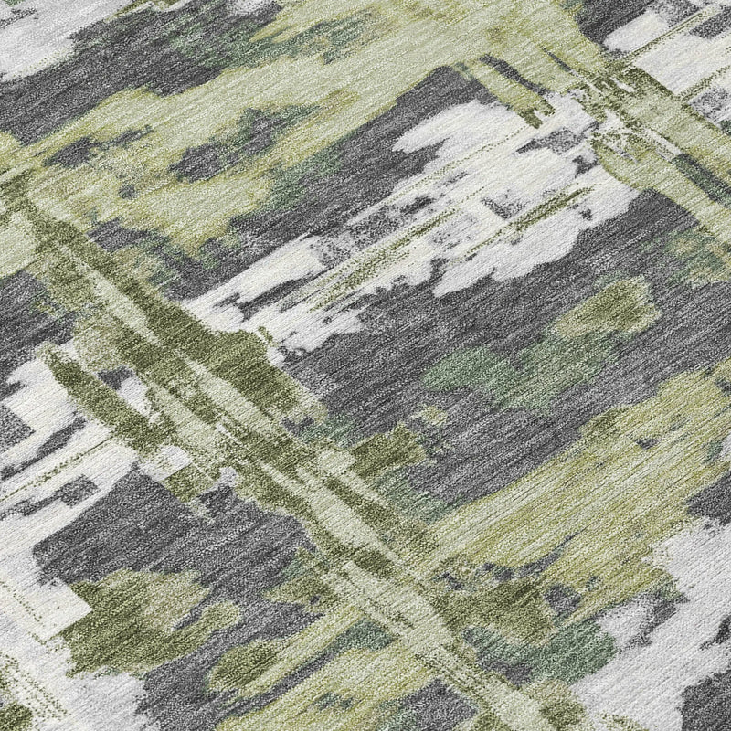 10' X 14' Green And Gray Abstract Washable Indoor Outdoor Area Rug Homeroots Outdoor
