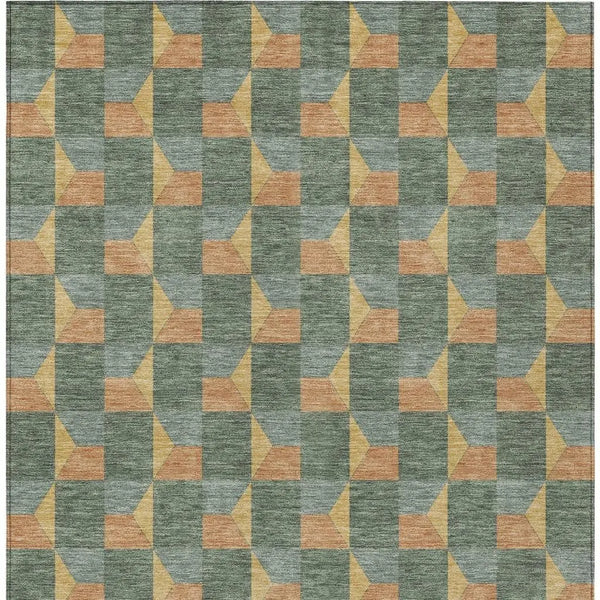 10' X 14' Green And Gray Geometric Washable Indoor Outdoor Area Rug Homeroots Outdoor