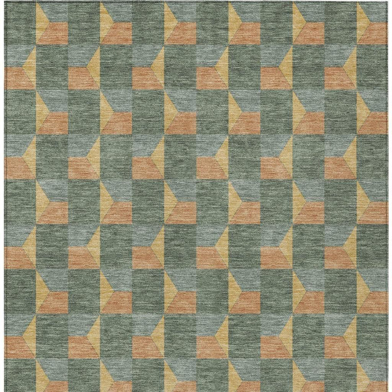 10' X 14' Green And Gray Geometric Washable Indoor Outdoor Area Rug Homeroots Outdoor