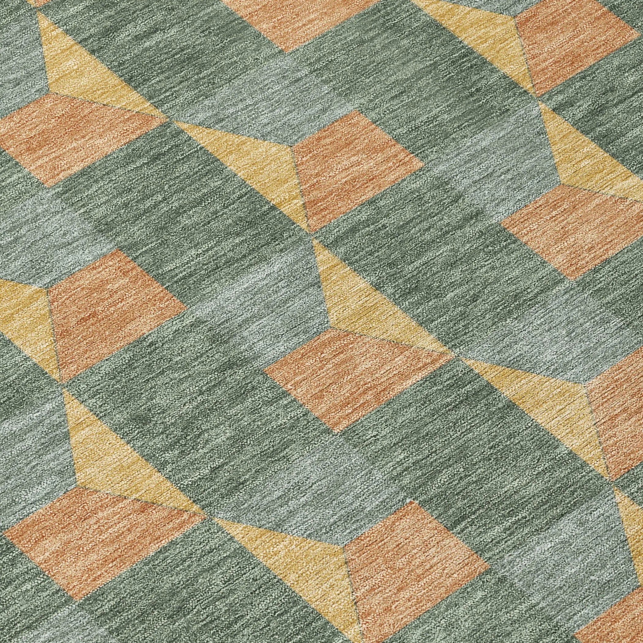 10' X 14' Green And Gray Geometric Washable Indoor Outdoor Area Rug Homeroots Outdoor