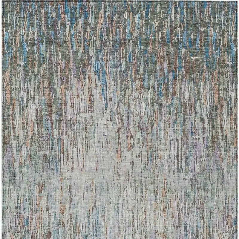 10' X 14' Green And Gray Striped Washable Indoor Outdoor Area Rug Homeroots Outdoor