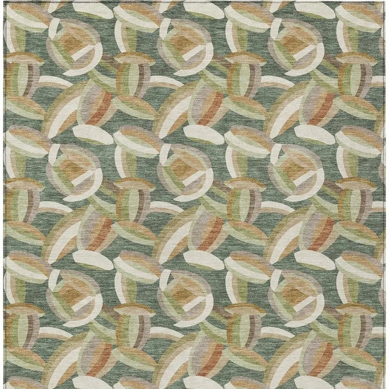 10' X 14' Green And Ivory Abstract Washable Indoor Outdoor Area Rug Homeroots Outdoor