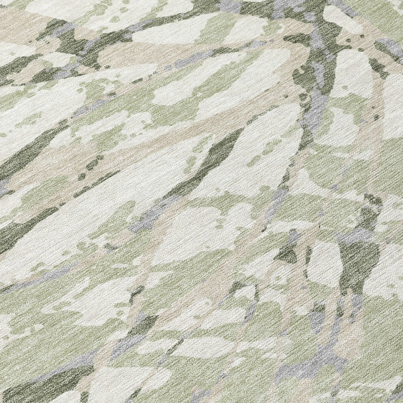 10' X 14' Green And Ivory Abstract Washable Indoor Outdoor Area Rug Homeroots Outdoor