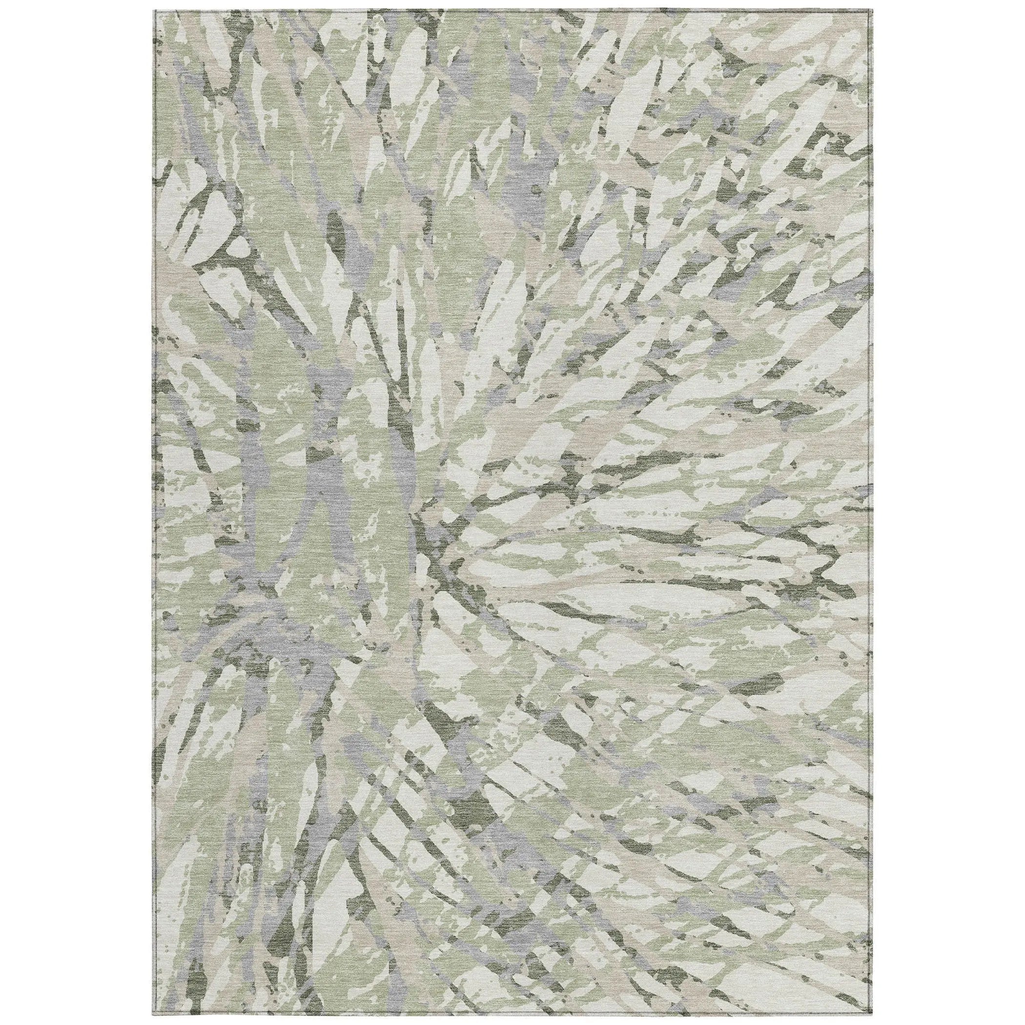 10' X 14' Green And Ivory Abstract Washable Indoor Outdoor Area Rug Homeroots Outdoor