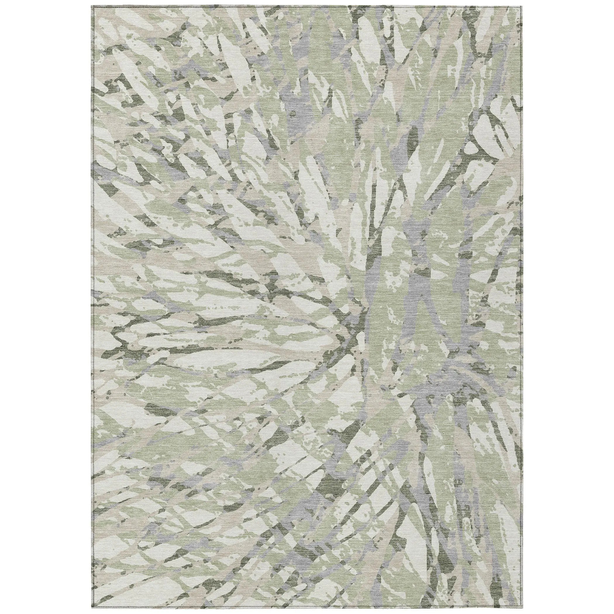 10' X 14' Green And Ivory Abstract Washable Indoor Outdoor Area Rug Homeroots Outdoor