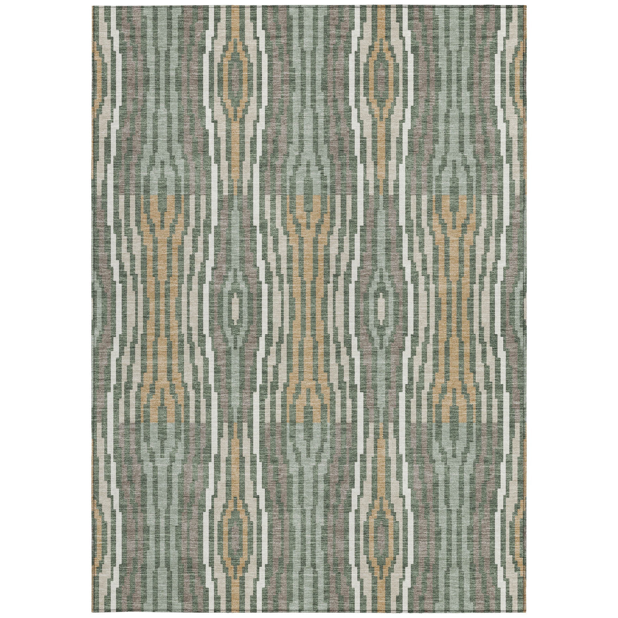 10' X 14' Green And Ivory Abstract Washable Indoor Outdoor Area Rug Homeroots Outdoor