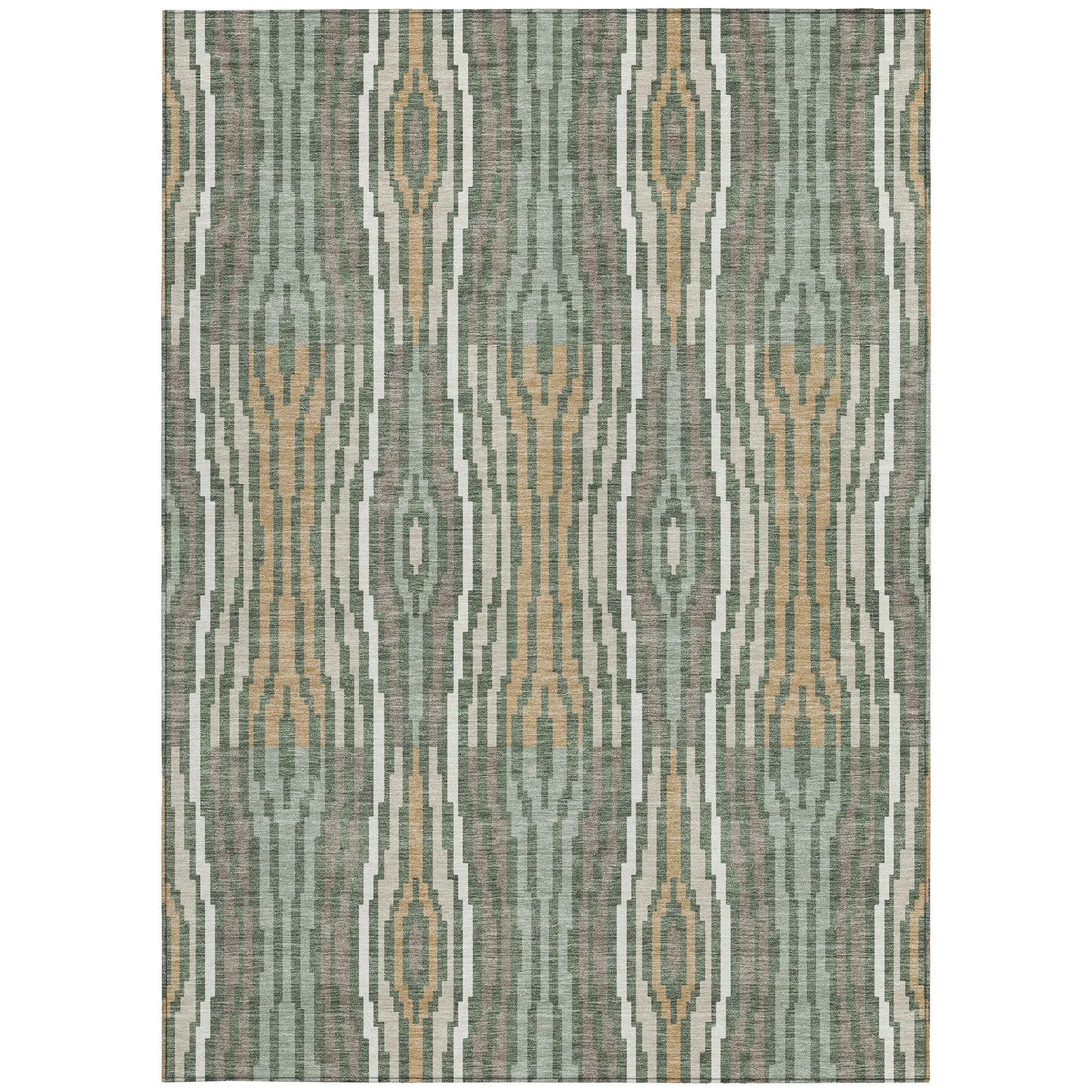 10' X 14' Green And Ivory Abstract Washable Indoor Outdoor Area Rug Homeroots Outdoor