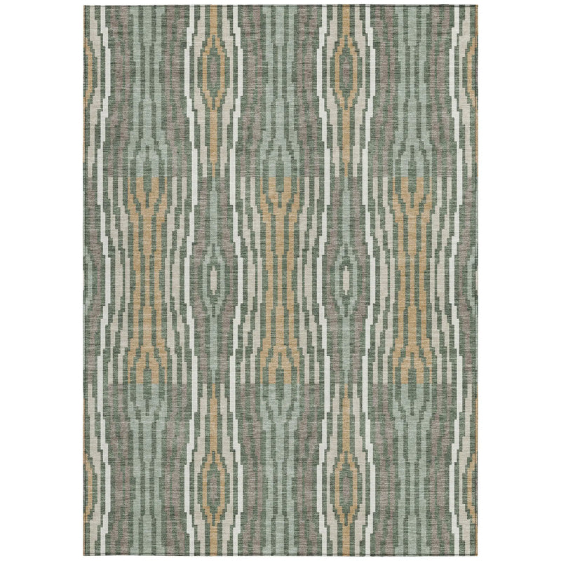 10' X 14' Green And Ivory Abstract Washable Indoor Outdoor Area Rug Homeroots Outdoor