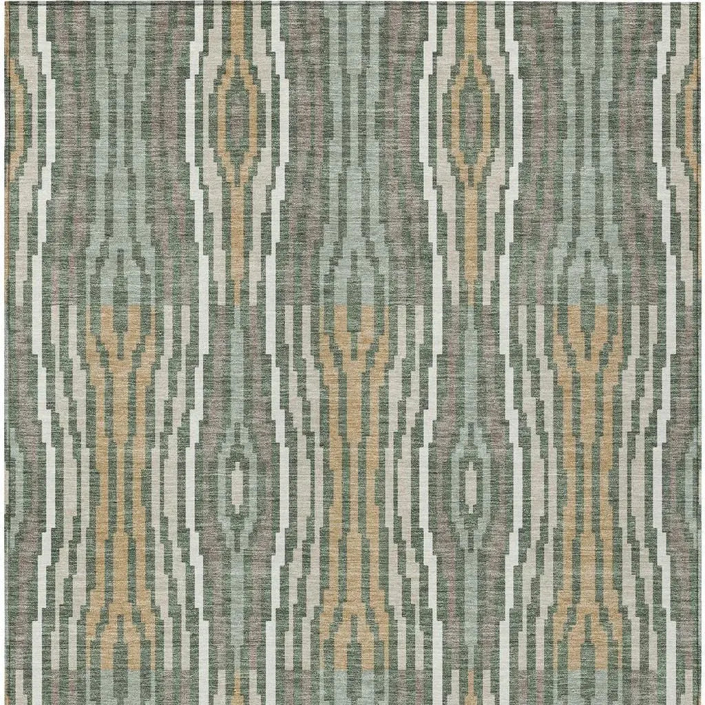 10' X 14' Green And Ivory Abstract Washable Indoor Outdoor Area Rug Homeroots Outdoor