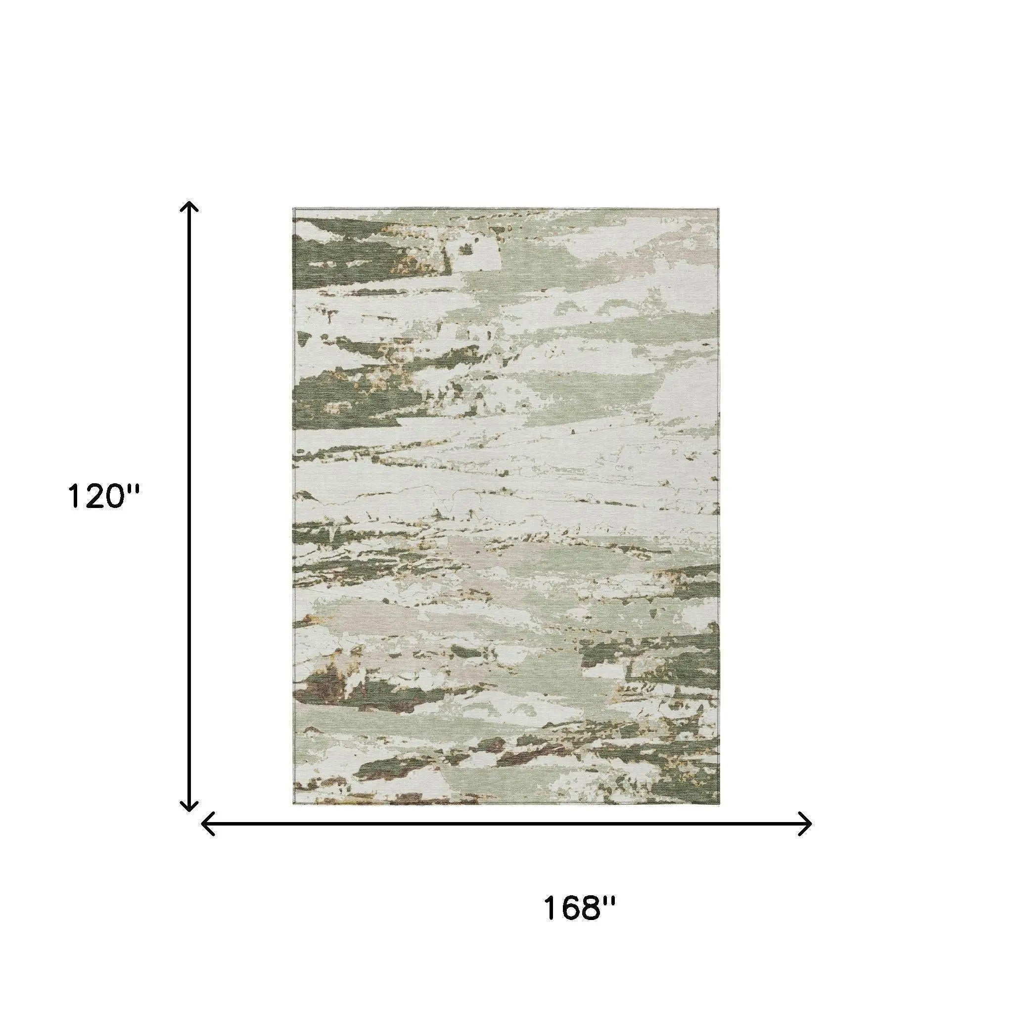 10' X 14' Green And Ivory Abstract Washable Indoor Outdoor Area Rug Homeroots Outdoor