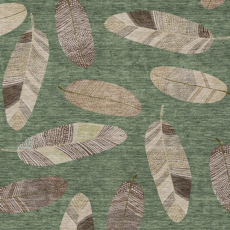 10' X 14' Green And Ivory Botanical Leaves Washable Indoor Outdoor Area Rug Homeroots Outdoor