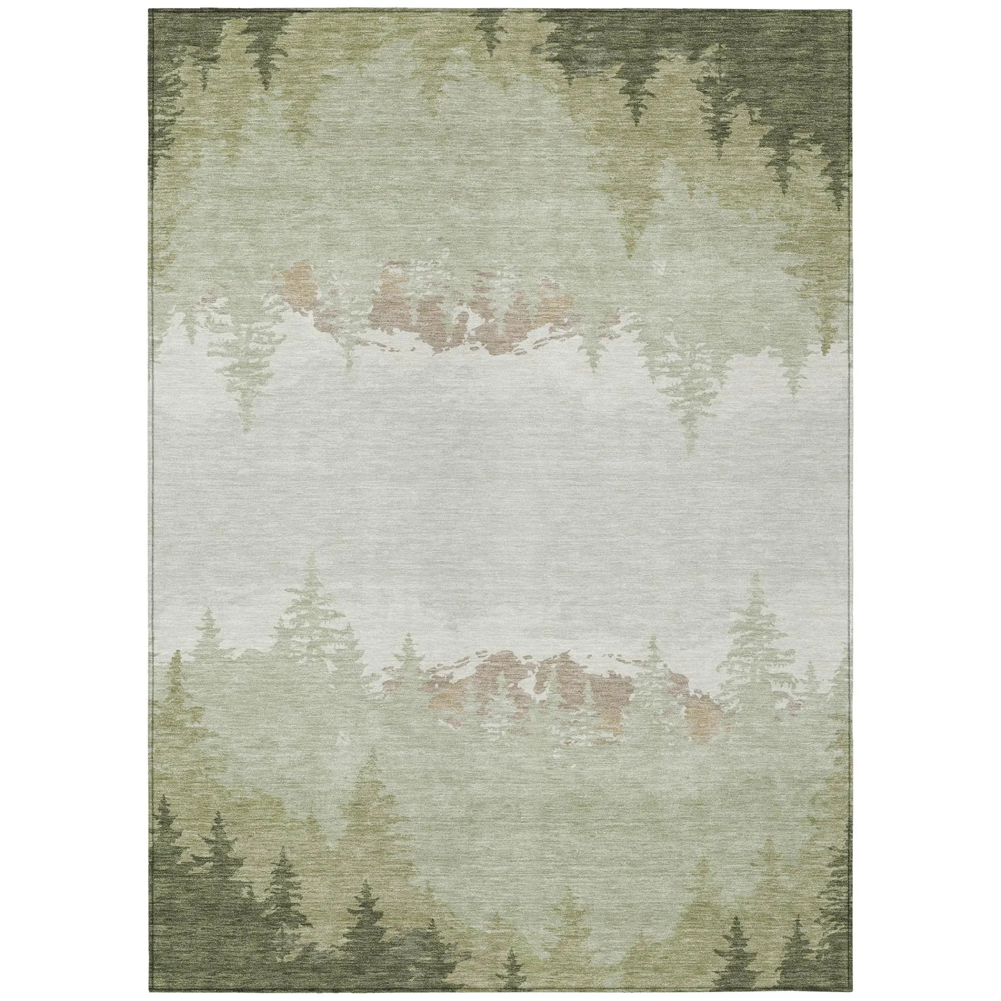 10' X 14' Green And Ivory Floral Washable Indoor Outdoor Area Rug Homeroots Outdoor