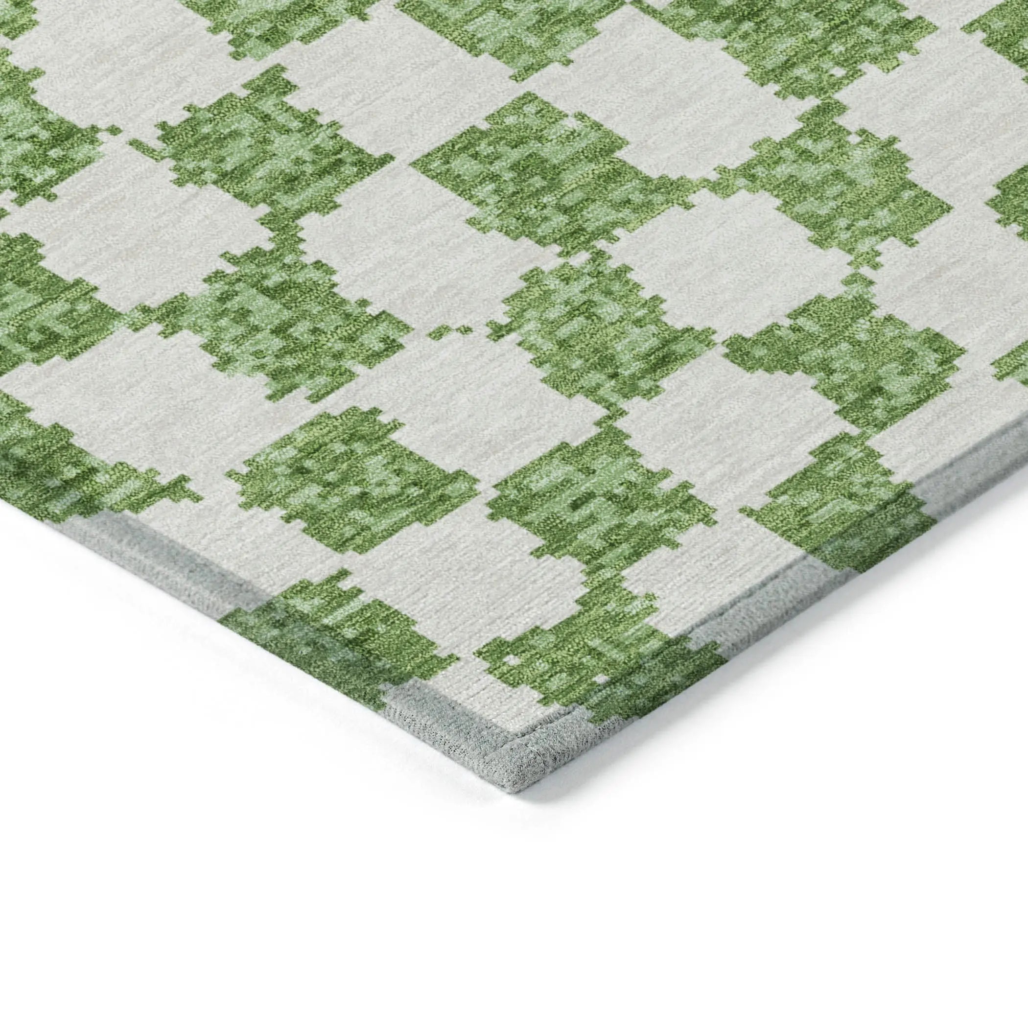 10' X 14' Green And Ivory Geometric Washable Indoor Outdoor Area Rug Homeroots Outdoor