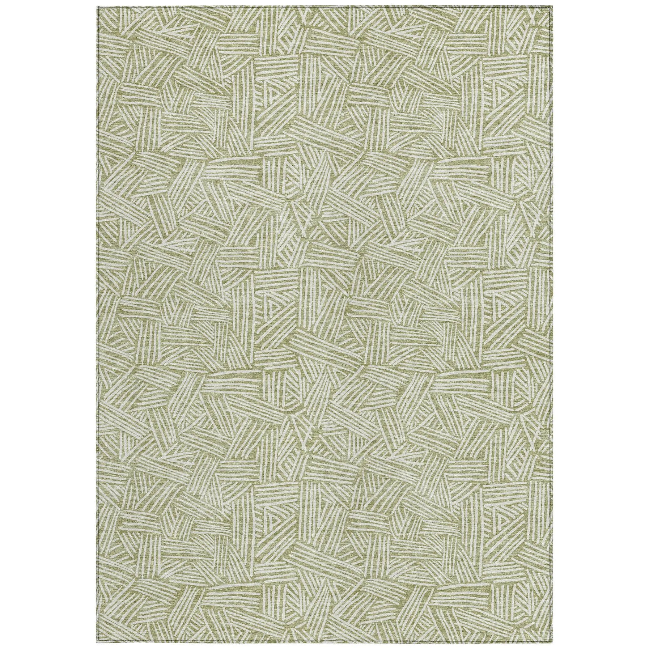 10' X 14' Green And Ivory Geometric Washable Indoor Outdoor Area Rug Homeroots Outdoor