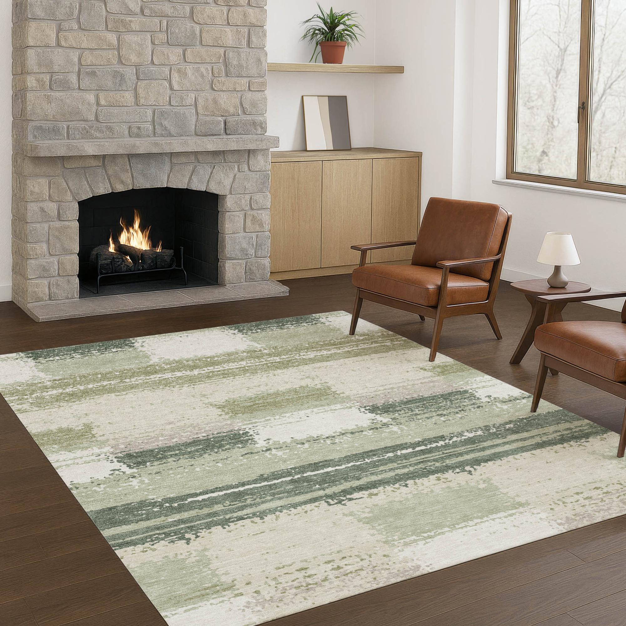 10' X 14' Green And Ivory Geometric Washable Indoor Outdoor Area Rug Homeroots Outdoor