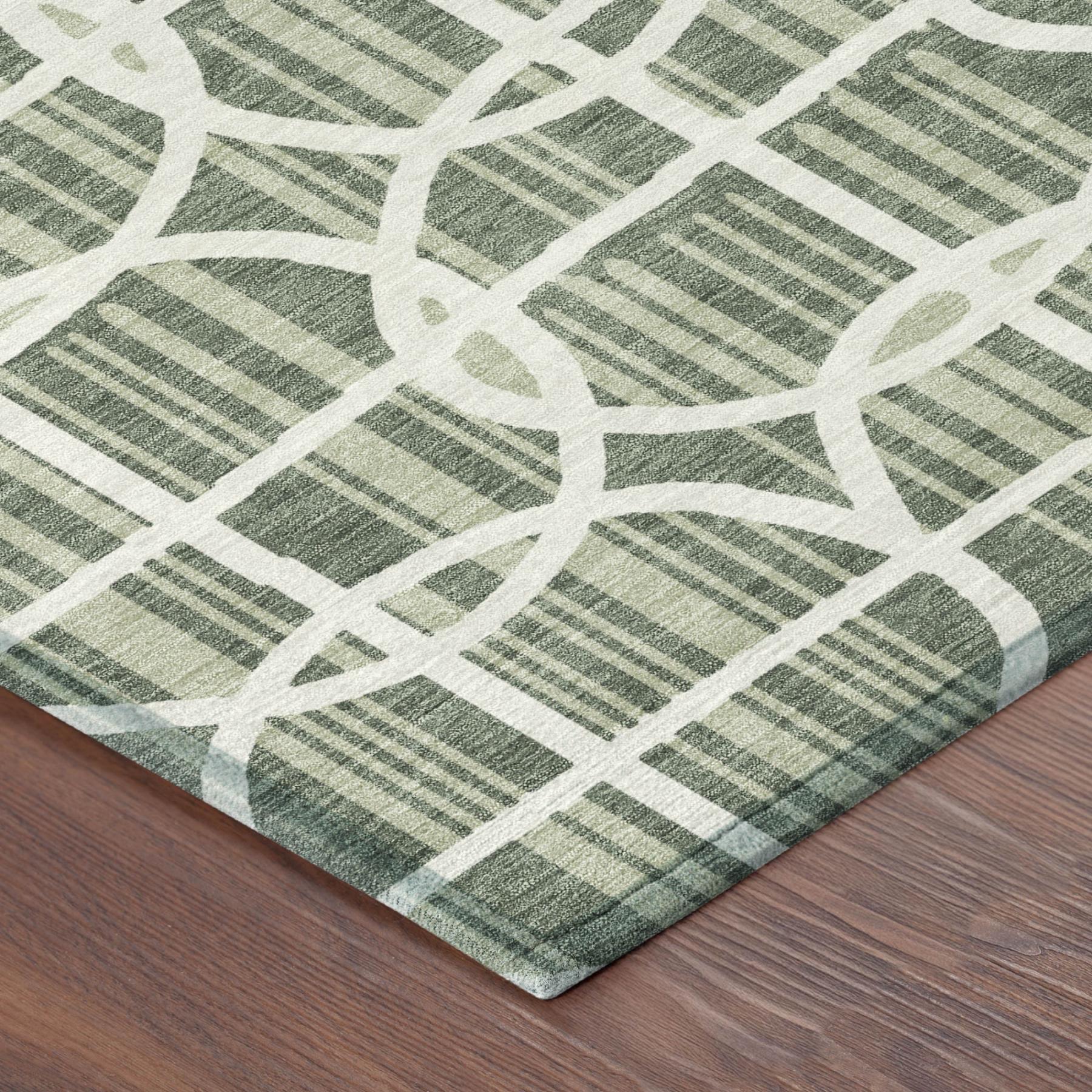 10' X 14' Green And Ivory Geometric Washable Indoor Outdoor Area Rug Homeroots Outdoor
