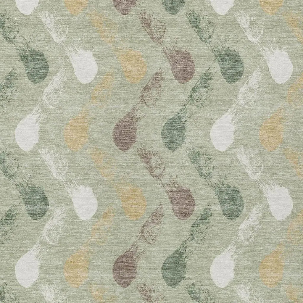 10' X 14' Green And Ivory Geometric Washable Indoor Outdoor Area Rug Homeroots Outdoor