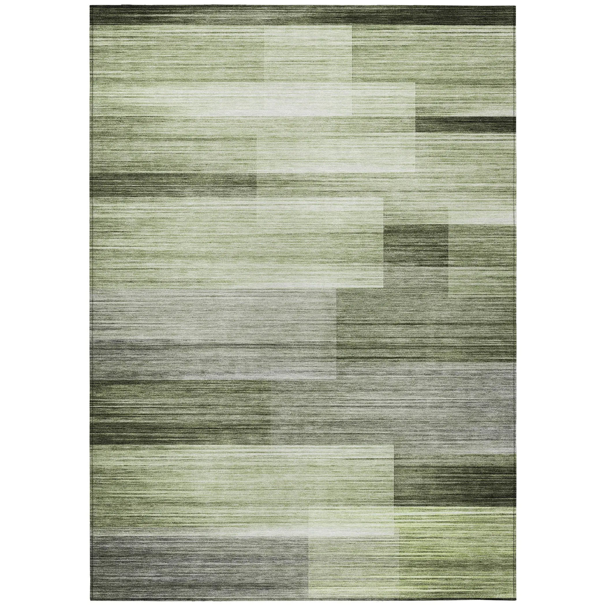 10' X 14' Green And Ivory Striped Washable Indoor Outdoor Area Rug Homeroots Outdoor