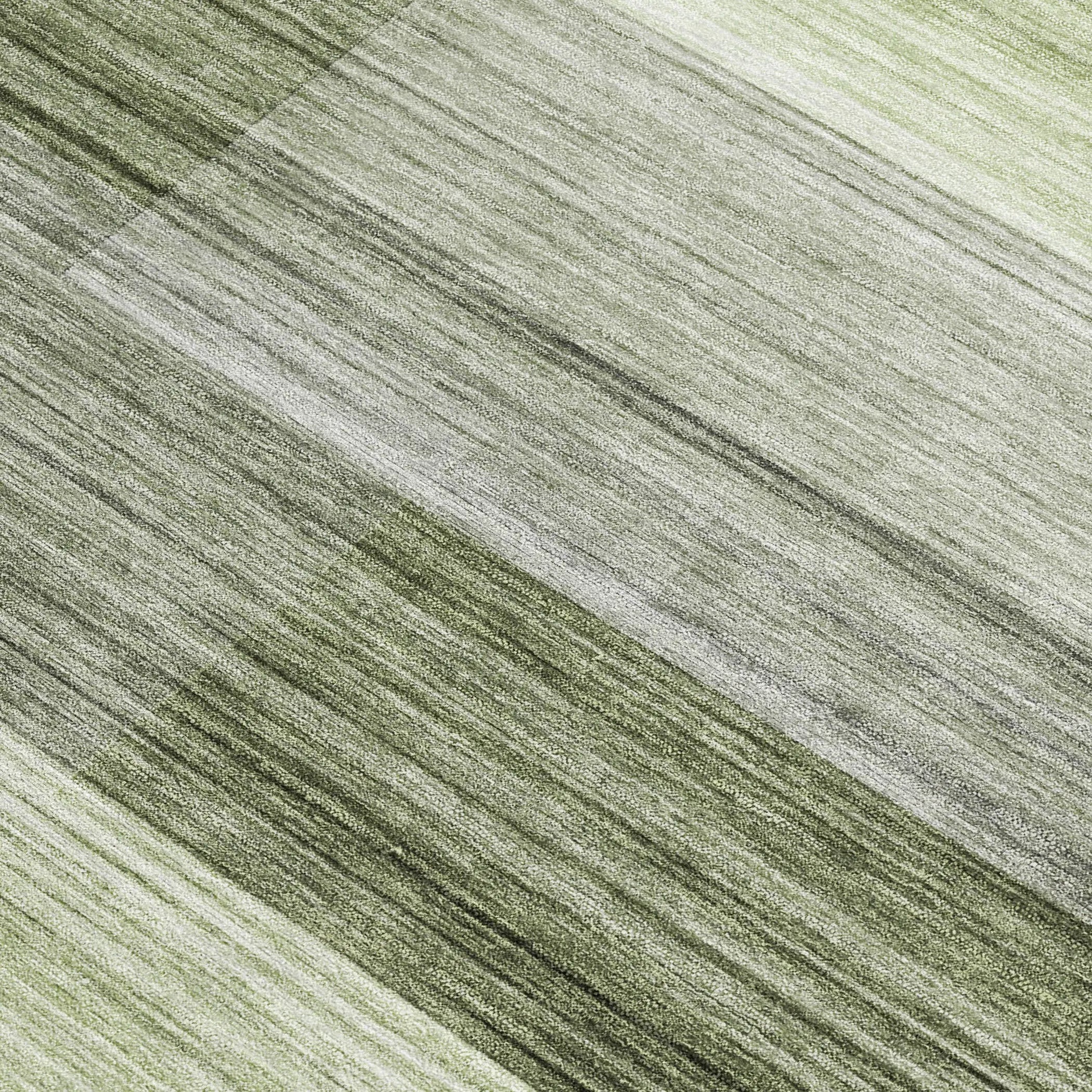 10' X 14' Green And Ivory Striped Washable Indoor Outdoor Area Rug Homeroots Outdoor