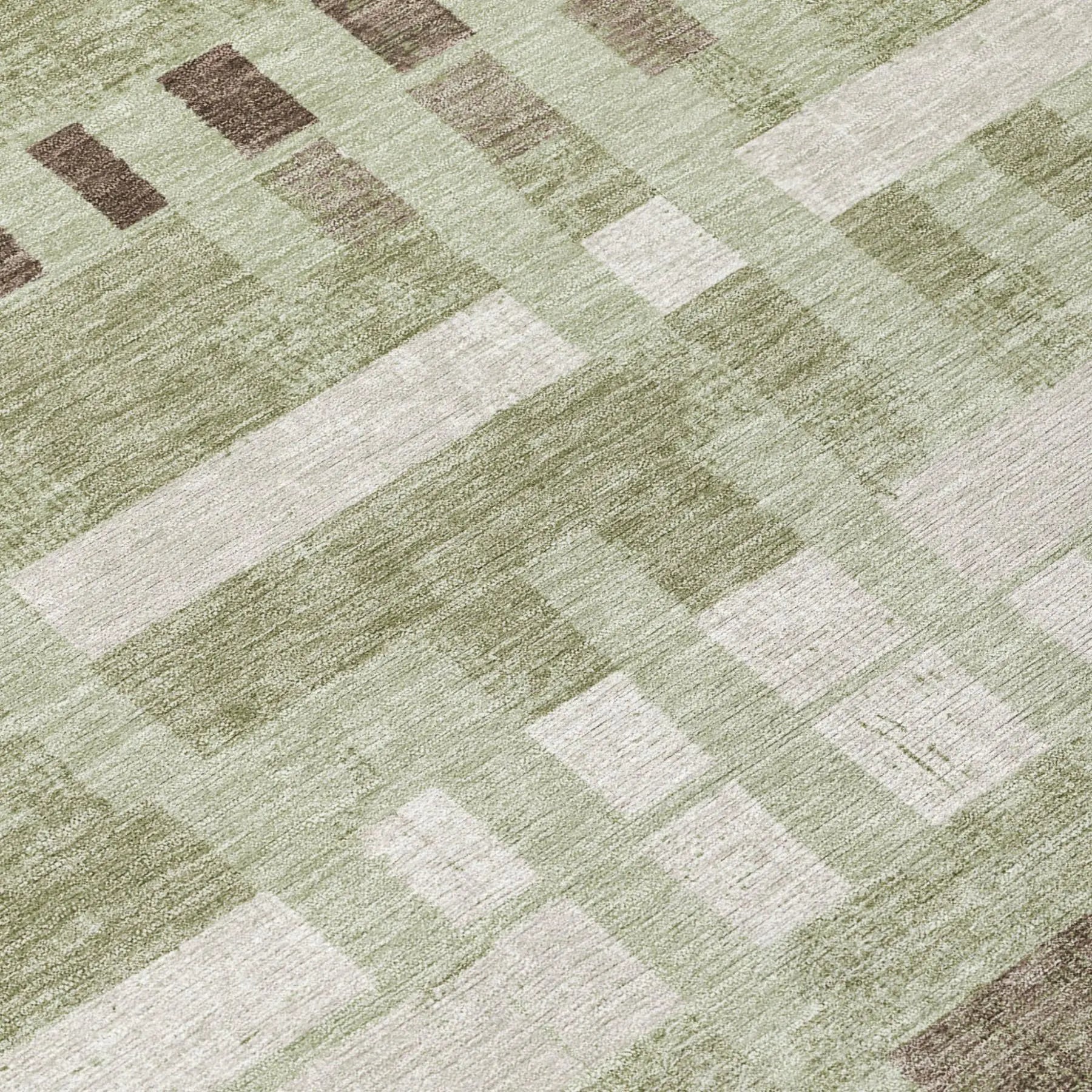 10' X 14' Green And Ivory Striped Washable Indoor Outdoor Area Rug Homeroots Outdoor