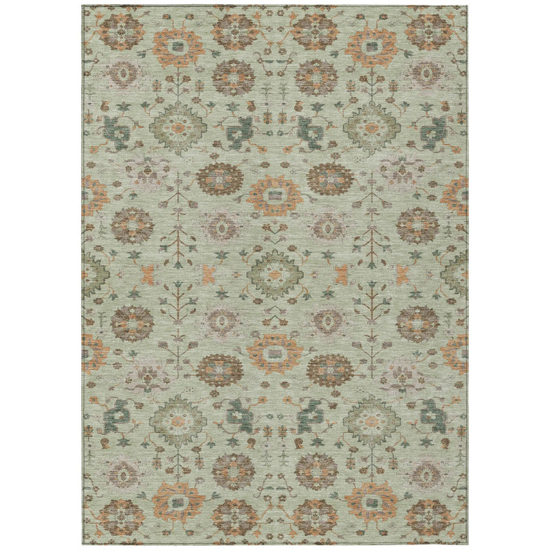 10' X 14' Green And Khaki Geometric Washable Indoor Outdoor Area Rug Homeroots Outdoor