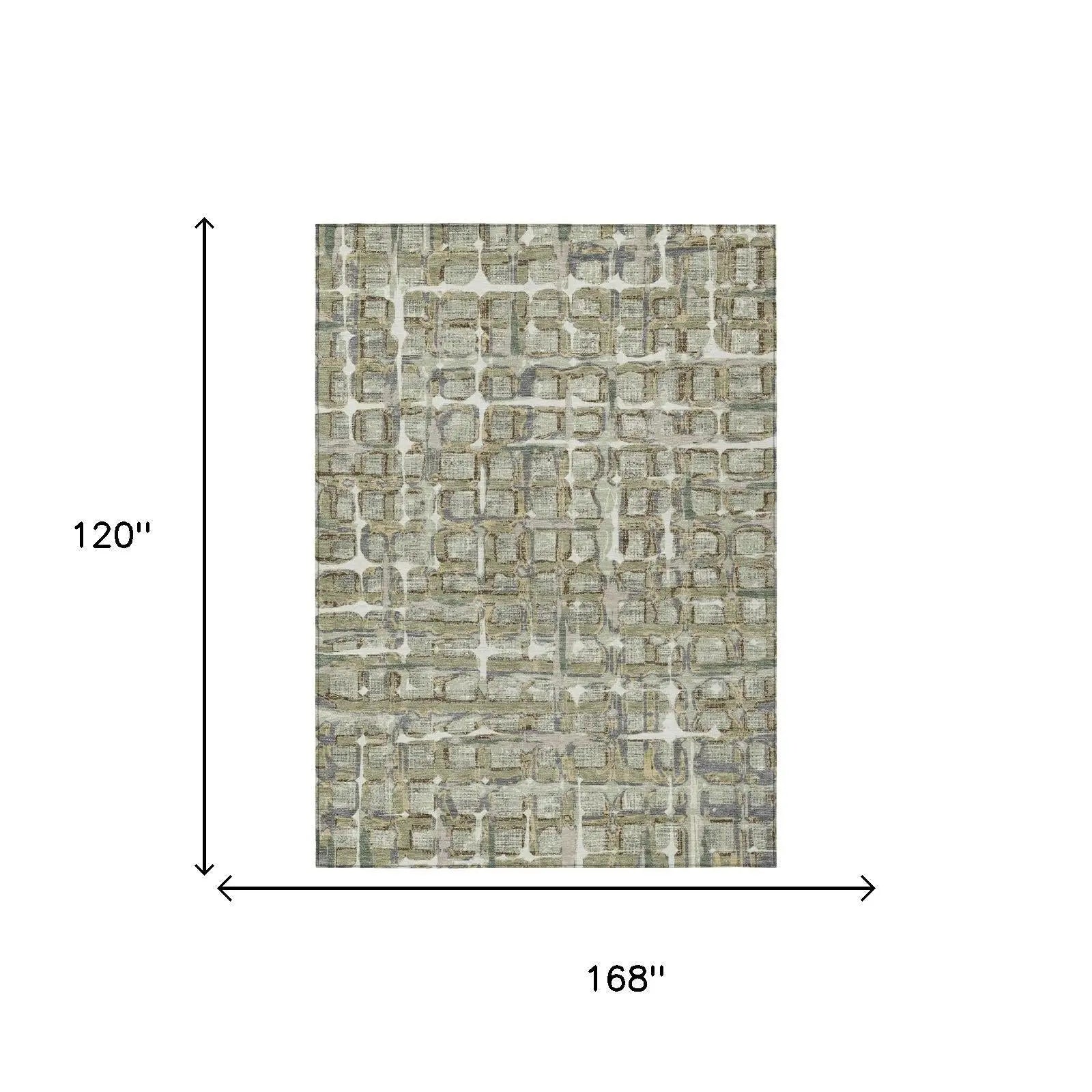 10' X 14' Green And Khaki Geometric Washable Indoor Outdoor Area Rug Homeroots Outdoor