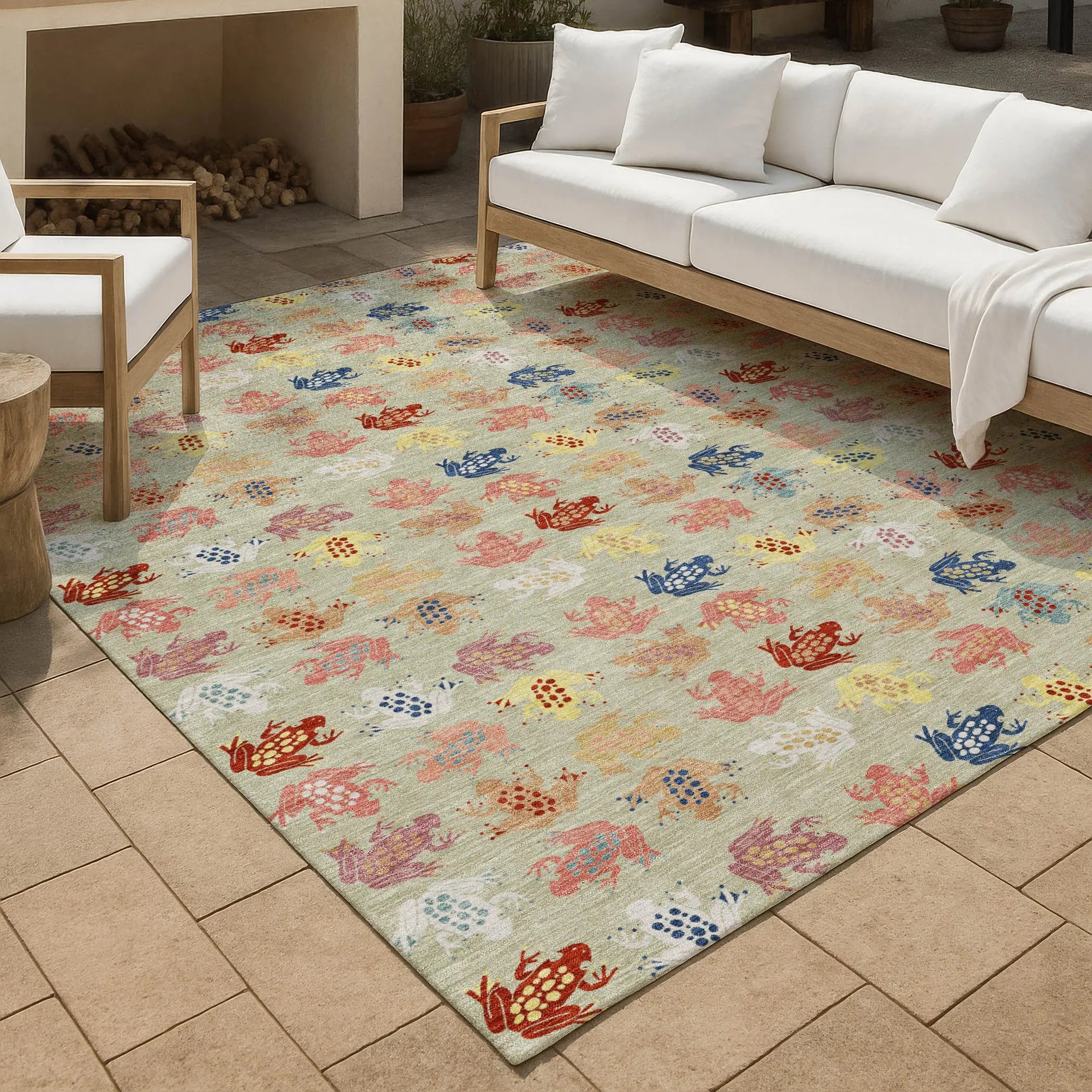 10' X 14' Green And Khaki Geometric Washable Indoor Outdoor Area Rug Homeroots Outdoor