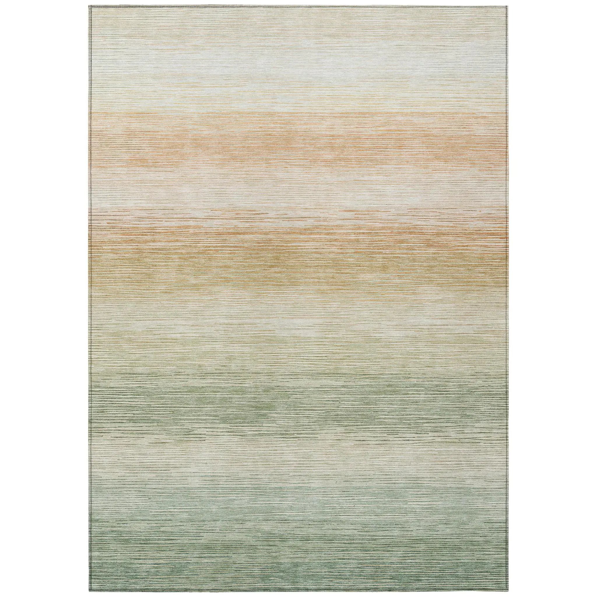 10' X 14' Green And Linen Striped Washable Indoor Outdoor Area Rug Homeroots Outdoor