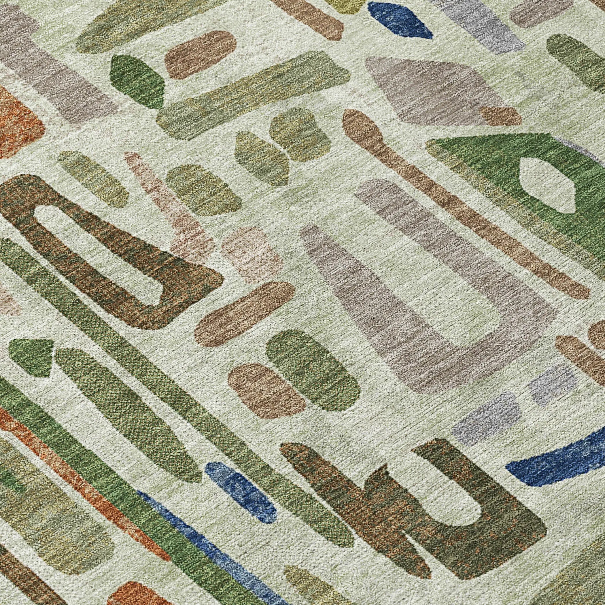 10' X 14' Green And Olive Green Abstract Washable Indoor Outdoor Area Rug Homeroots Outdoor