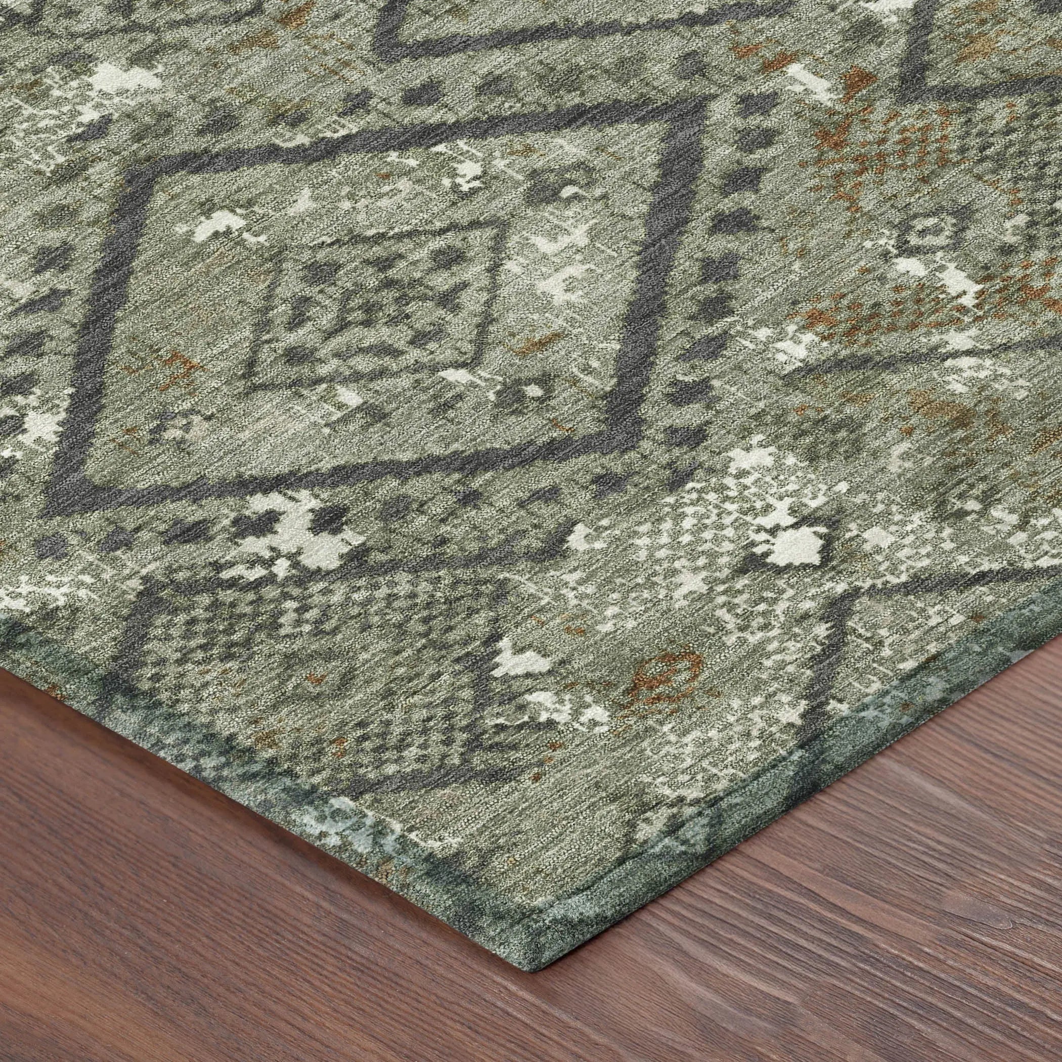 10' X 14' Green And Orange Geometric Washable Indoor Outdoor Area Rug Homeroots Outdoor