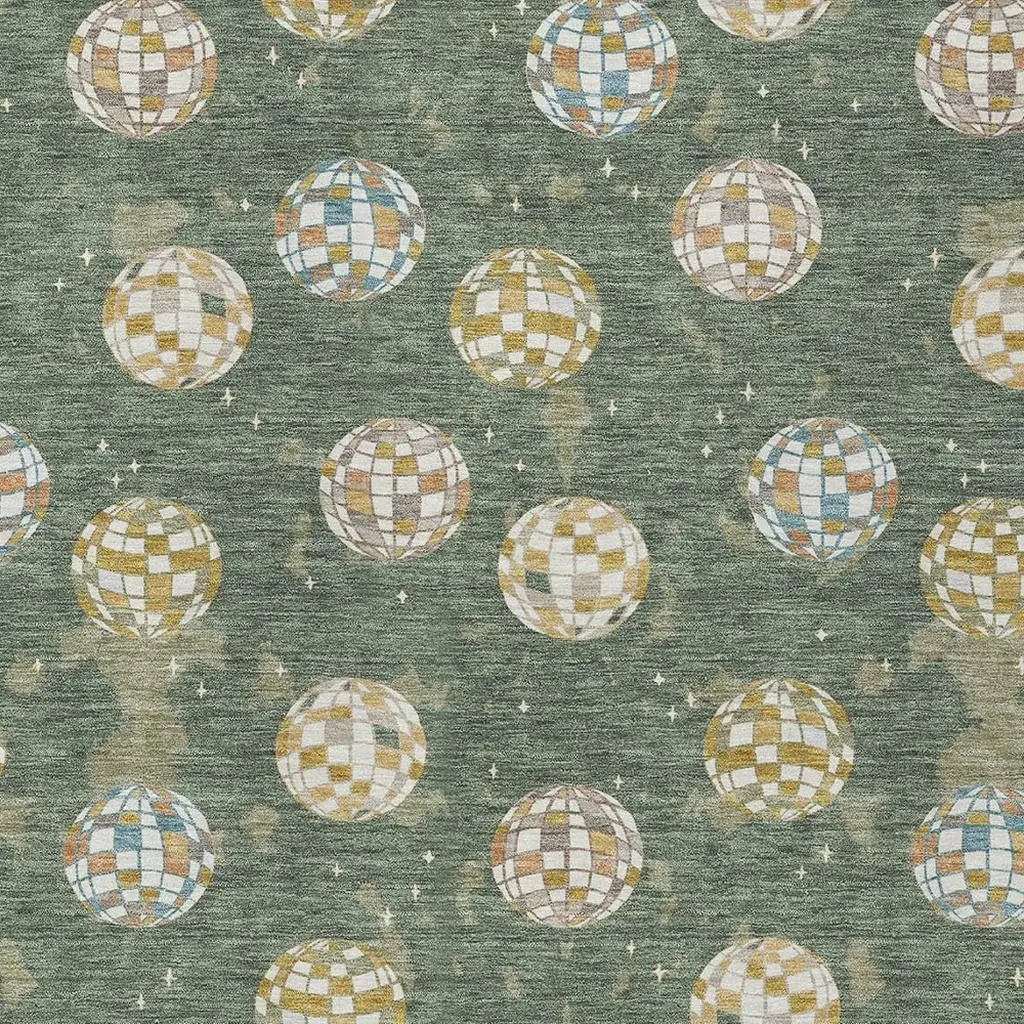 10' X 14' Green And Pearl Geometric Washable Indoor Outdoor Area Rug Homeroots Outdoor