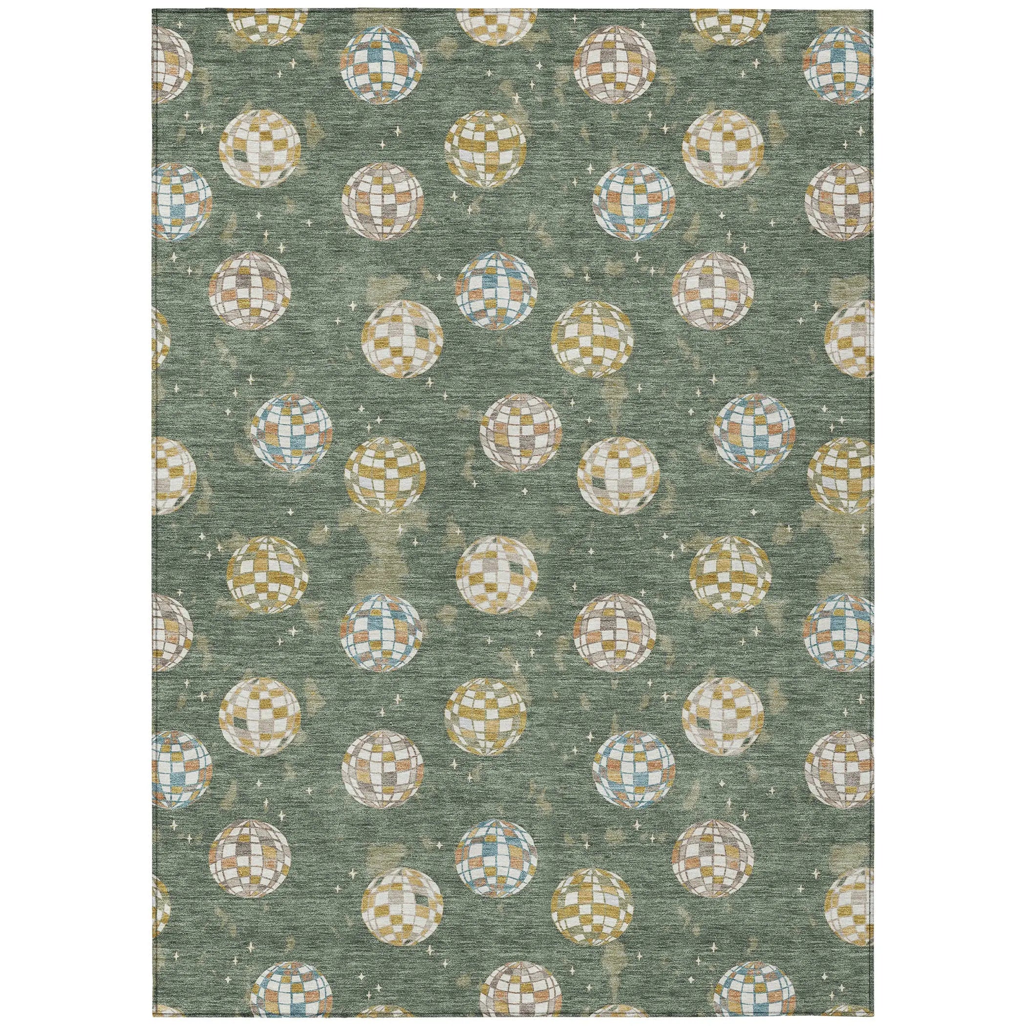 10' X 14' Green And Pearl Geometric Washable Indoor Outdoor Area Rug Homeroots Outdoor