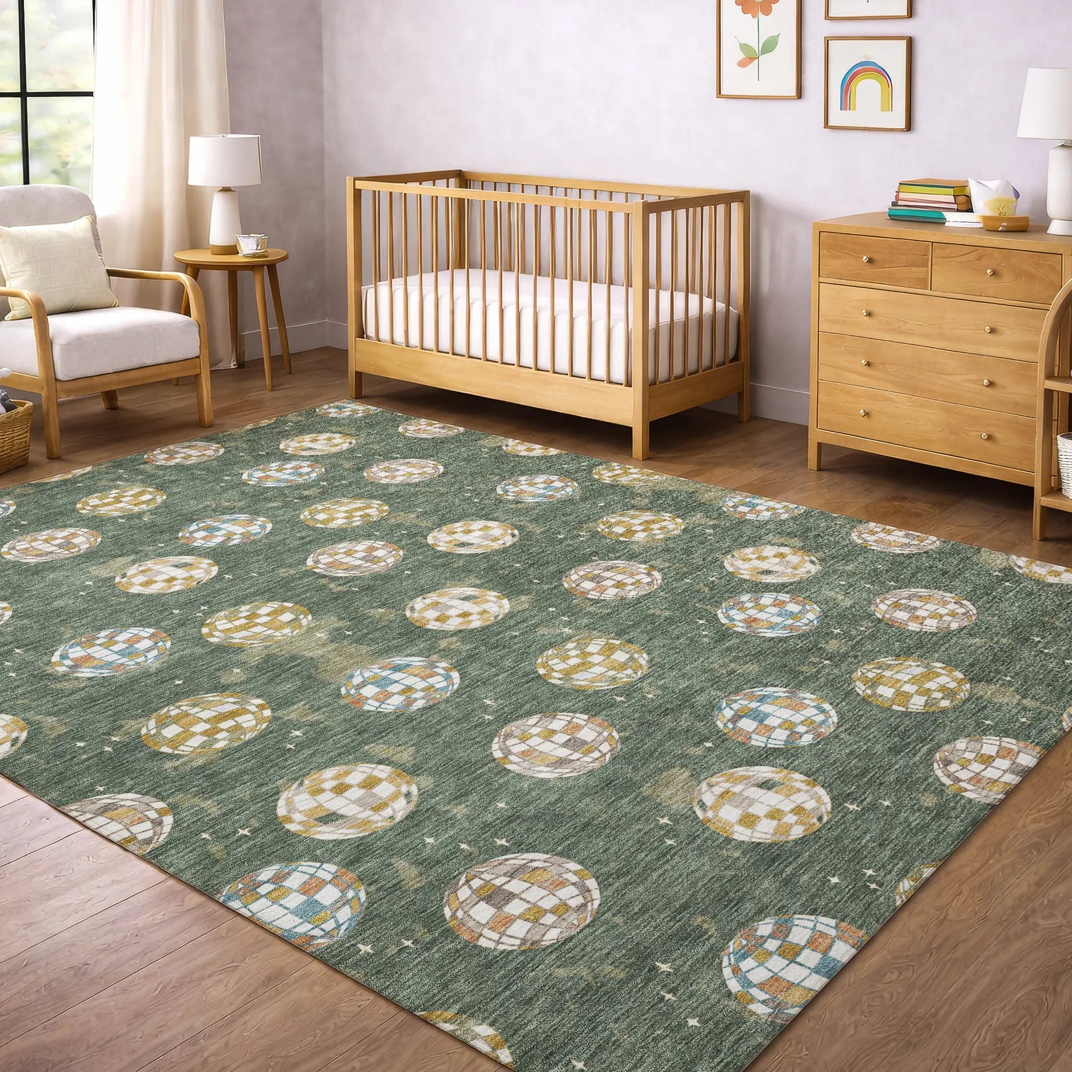 10' X 14' Green And Pearl Geometric Washable Indoor Outdoor Area Rug Homeroots Outdoor