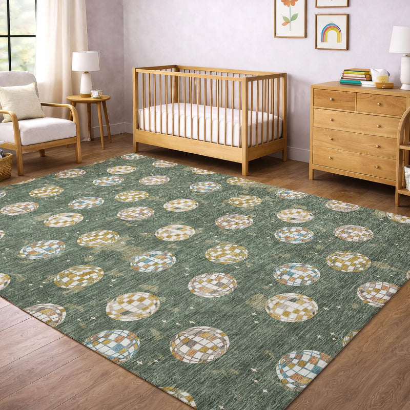 10' X 14' Green And Pearl Geometric Washable Indoor Outdoor Area Rug Homeroots Outdoor