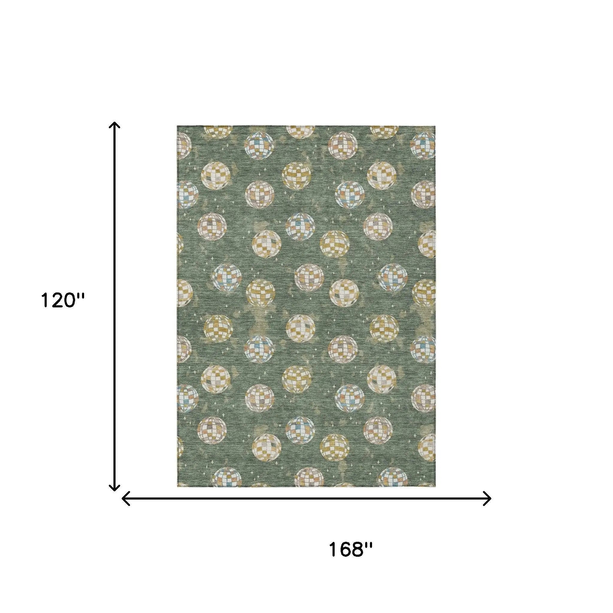 10' X 14' Green And Pearl Geometric Washable Indoor Outdoor Area Rug Homeroots Outdoor