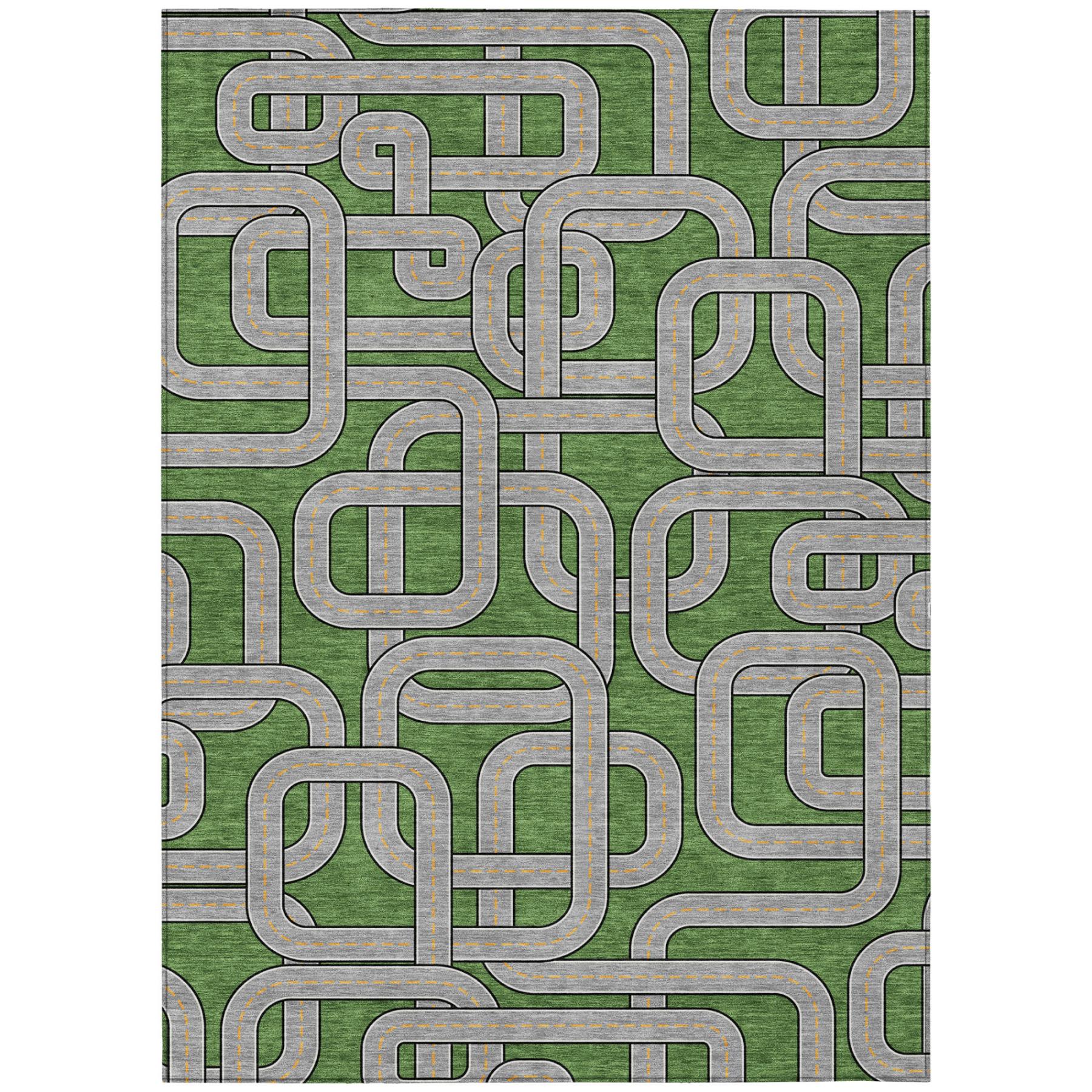 10' X 14' Green And Pewter Geometric Washable Indoor Outdoor Area Rug Homeroots Outdoor