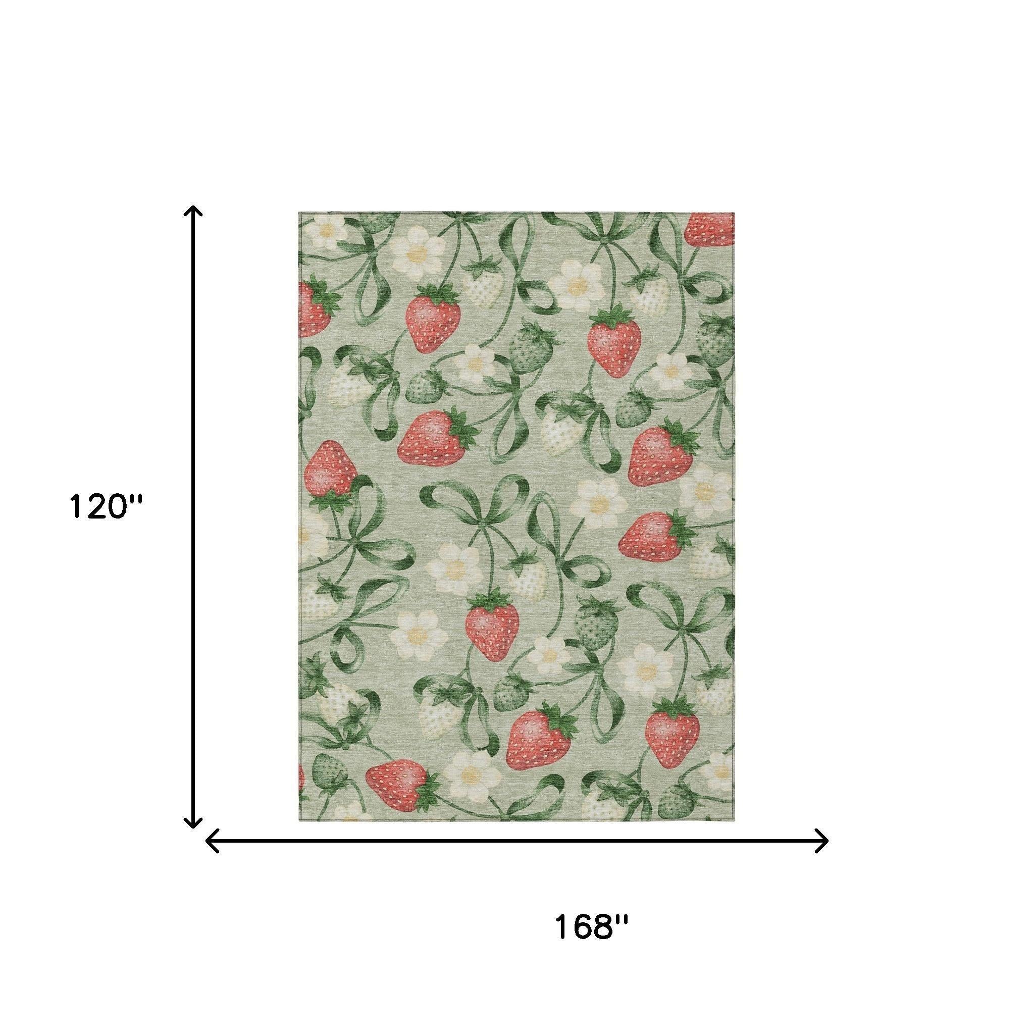 10' X 14' Green And Red Floral Washable Indoor Outdoor Area Rug Homeroots Outdoor