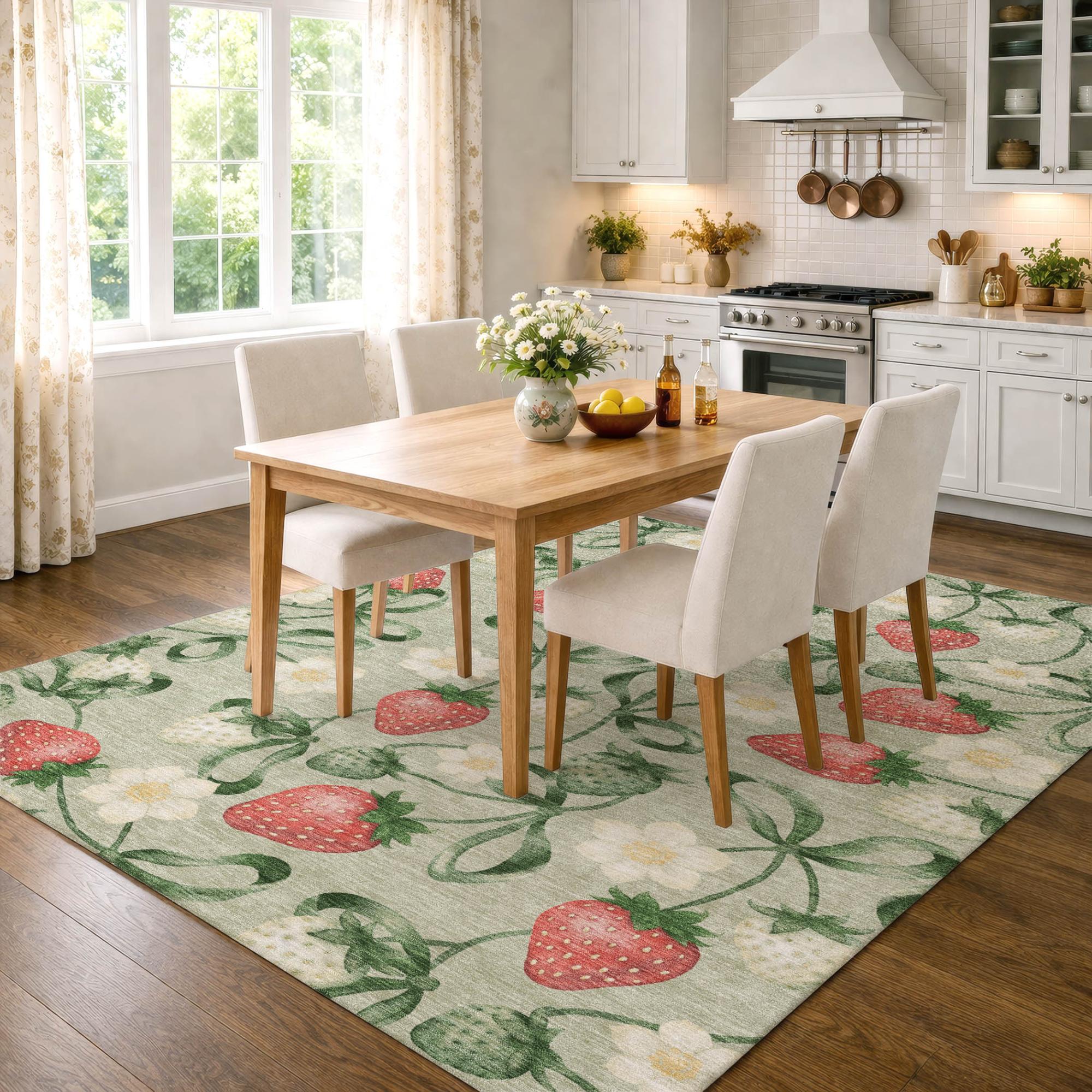 10' X 14' Green And Red Floral Washable Indoor Outdoor Area Rug Homeroots Outdoor