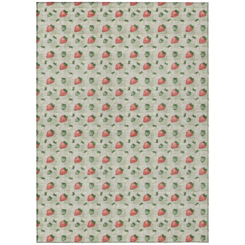 10' X 14' Green And Red Floral Washable Indoor Outdoor Area Rug Homeroots Outdoor